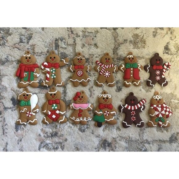 New 12pcs Gingerbread Man Ornaments for Christmas Tree, Assorted Gingerbread - Picture 1 of 1